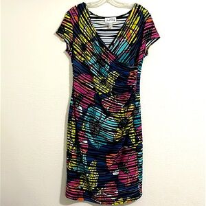 Joseph Ribkoff Multicolor Floral Striped Midi Dress